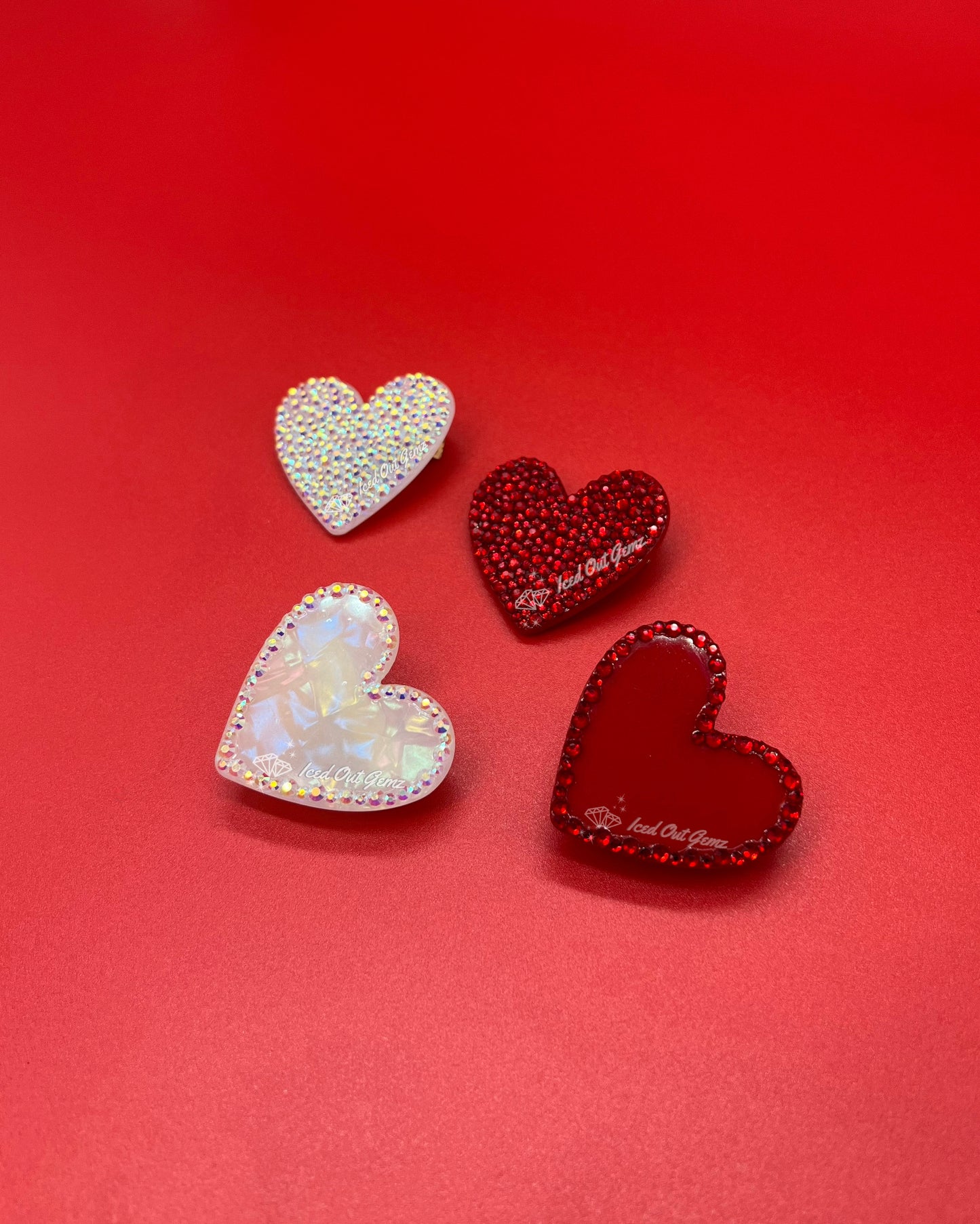 Crystal Heart Hair Clips