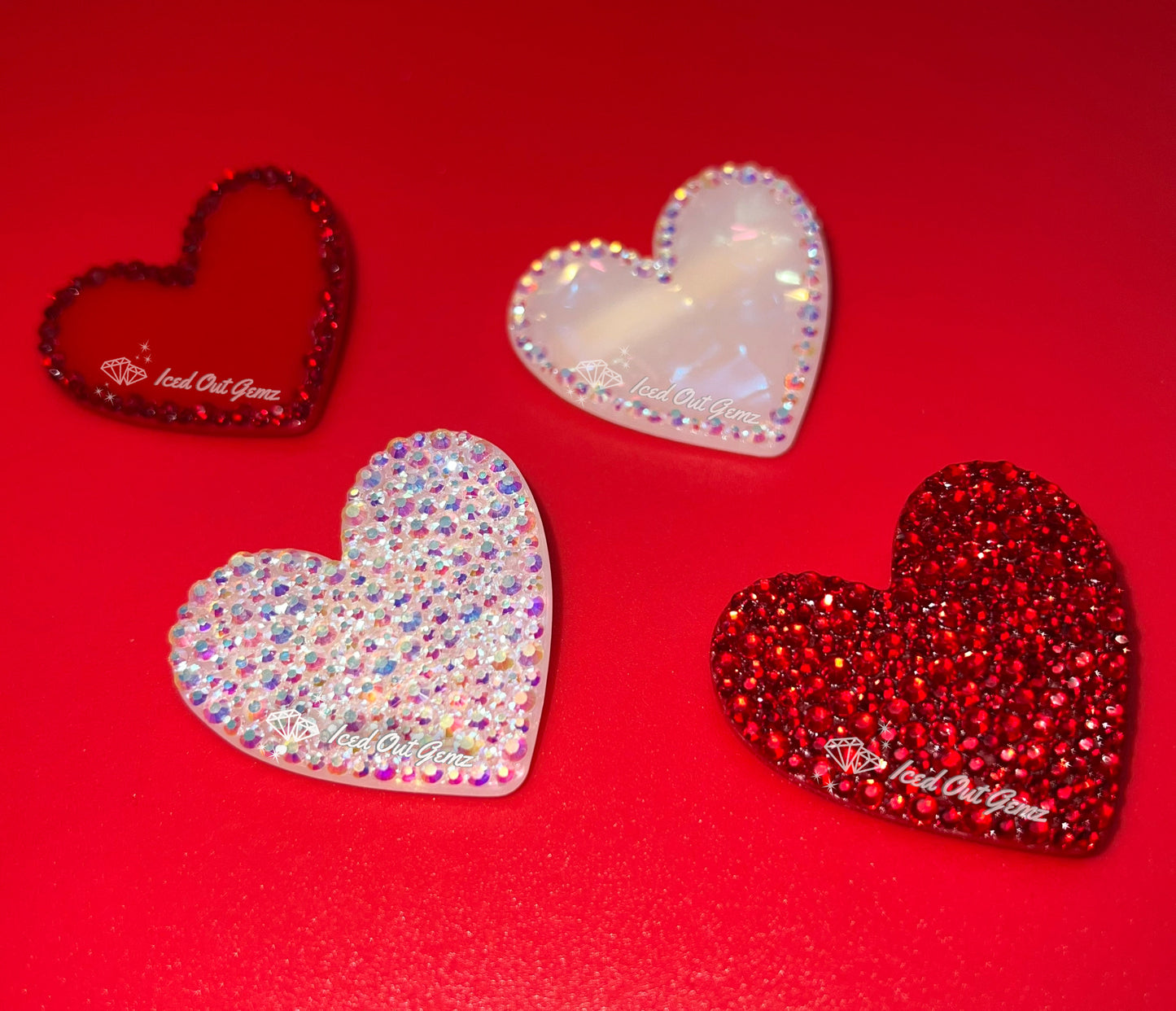 Crystal Heart Hair Clips