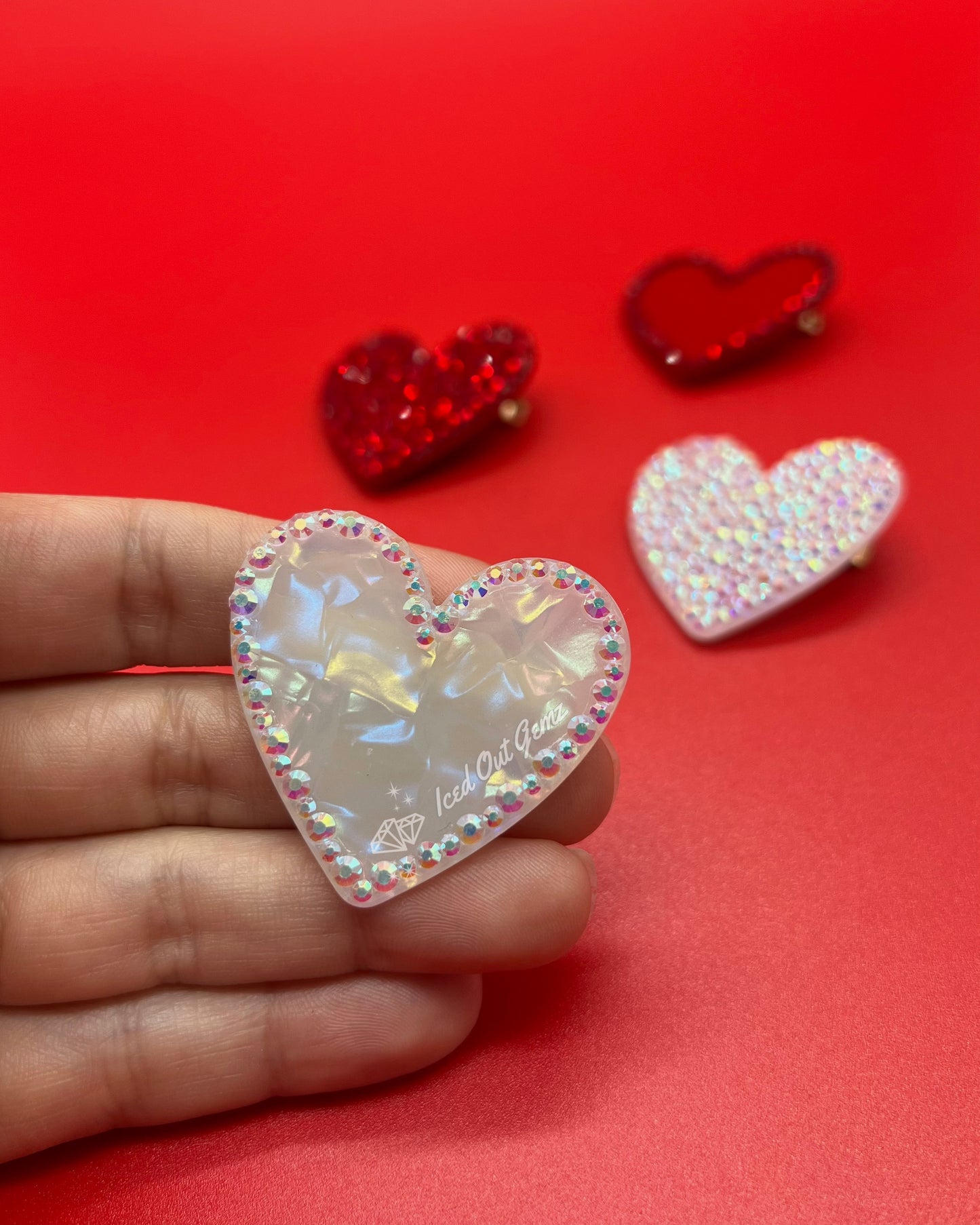Crystal Heart Hair Clips