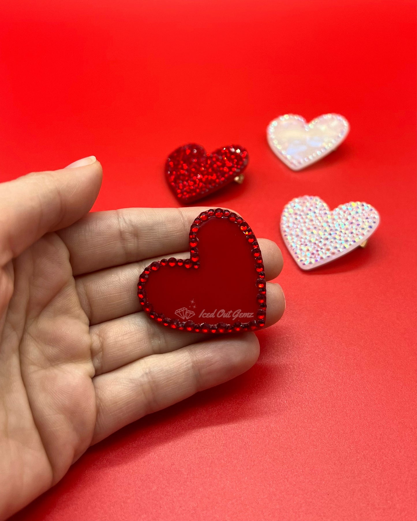 Crystal Heart Hair Clips