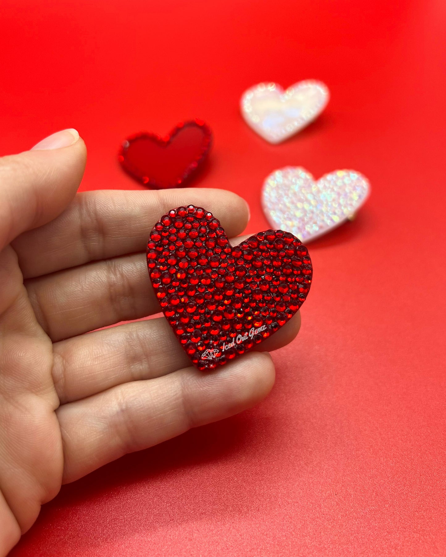 Crystal Heart Hair Clips